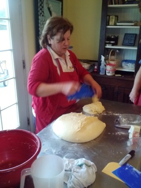 Pat working the Brioche Dough